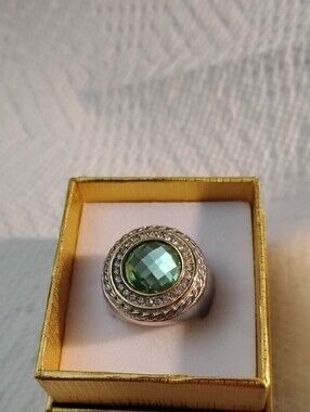 Emma Skye Green-Colored Crystal Ring Size 9